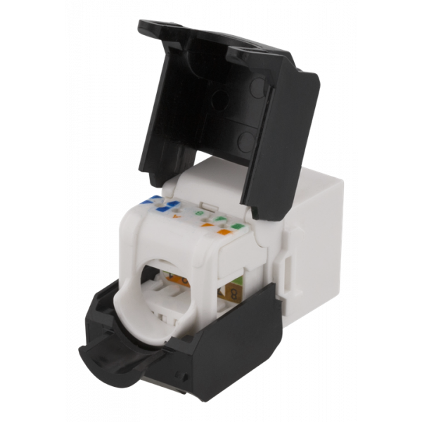 DELTACO Cat6A Keystone-uttag, verktygsfri klämterminering, plast, vit MD-120