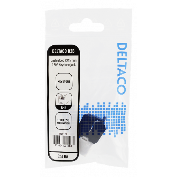 DELTACO Cat6A Keystone-uttag, verktygsfri klämterminering, plast, vit MD-120
