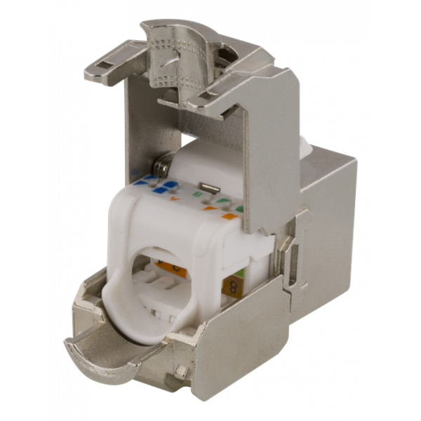 DELTACO Cat6A skärmat Keystone-uttag, verktygsfri klämterminering, pla MD-121