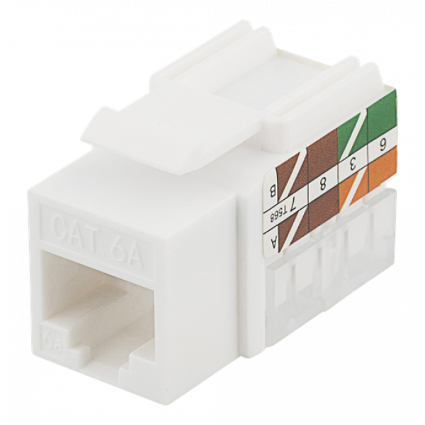 DELTACO Cat6A Keystone-uttag, LSA/110-terminering, plast, 90, vit MD-124