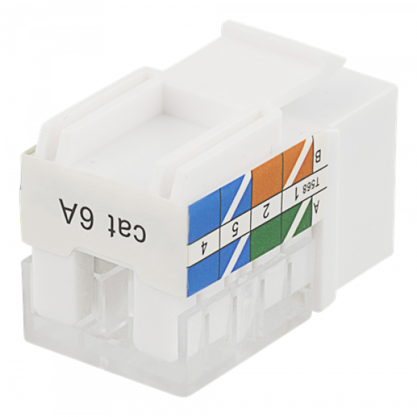 DELTACO Cat6A Keystone-uttag, LSA/110-terminering, plast, 90, vit MD-124