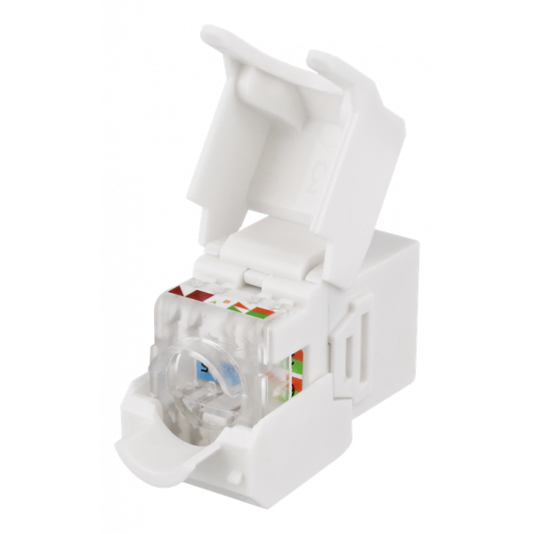DELTACO Cat6A Keystone-uttag, 28AWG slim, verktygsfri, plast, vit MD-131