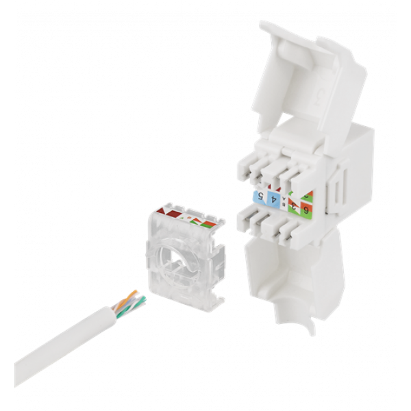 DELTACO Cat6A Keystone-uttag, 28AWG slim, verktygsfri, plast, vit MD-131