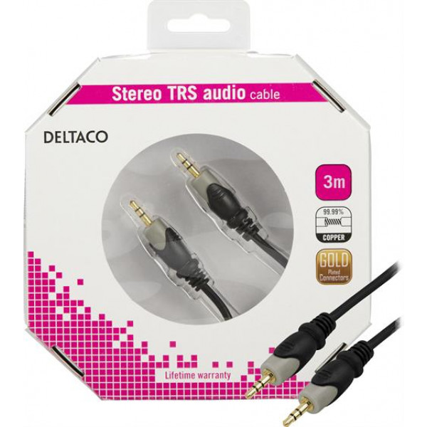 Ljudkabel Aux 3.5mm hane - 3.5mm hane (3m) GOLD