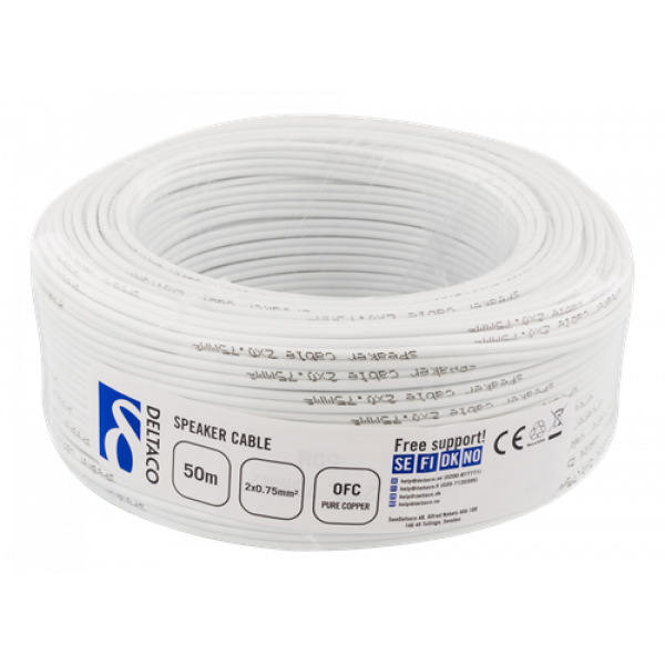 Högtalarkabel 2x0,75mm Ledare av ren koppar 50m