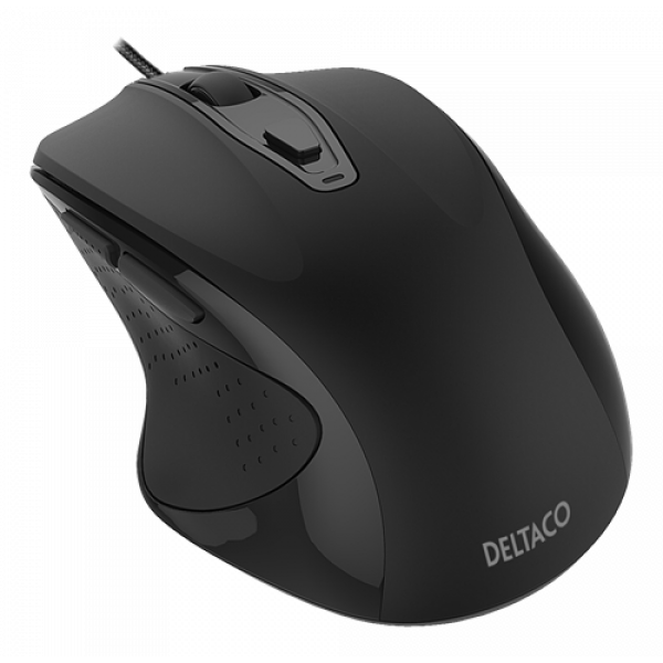 DELTACO Wired office silent mouse, ergonomic shape, black MS-801