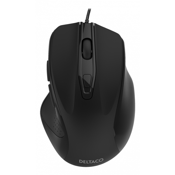 DELTACO Wired office silent mouse, ergonomic shape, black MS-801