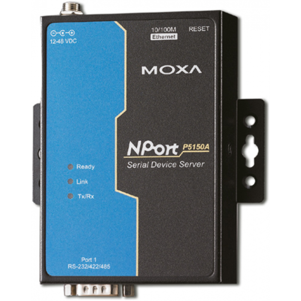 Moxa NPort serieportsserver, 1 port, RS-232/422/485, RJ45, PoE, sv/bl�