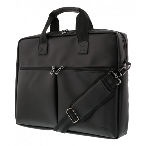 DELTACO notebookväska upp till 15,6", frontfickor, PU-läder, svart NV-794