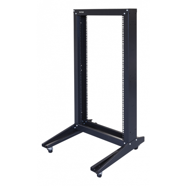 TOTEN, 19" öppet golvtstativ med hjul, 22U, 600x600, max 150kg, svart OR66229001-SKWT
