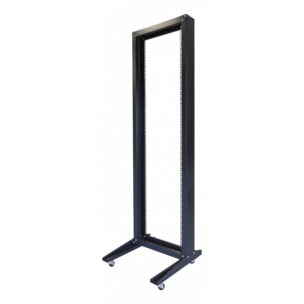 TOTEN, 19" öppet golvtstativ med hjul, 42U, 600x600, max 150kg, svart OR66429001-SKWT