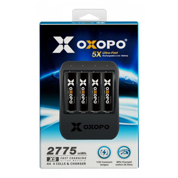 OXOPO Li-Ion 4xAA Battery 1850mAh w/charger OXO-XS-AA-Set