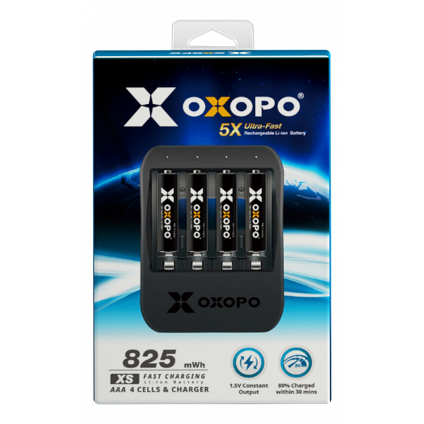OXOPO Li-Ion 4xAAA 550mAh Battery w/charger OXO-XS-AAA-Set