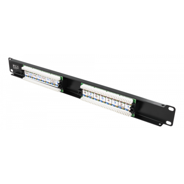 DELTACO 19" patchpanel, 16xRJ45, Cat6, UTP, 1U, 10Gbps, svart PAN-102
