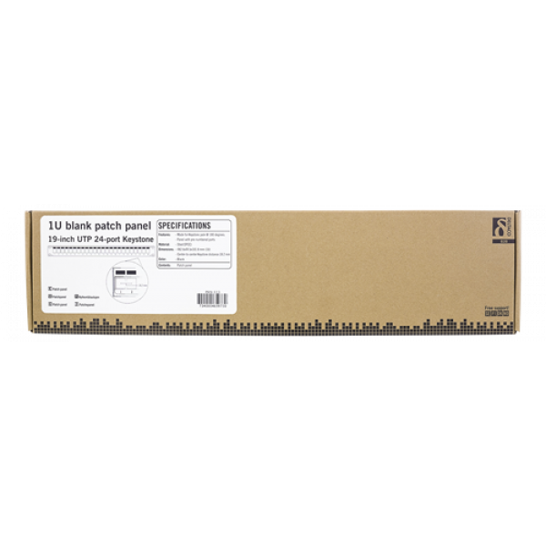 Patchpanel, 24 portar, utan kontakter, kabelstöd, 1U, 19"