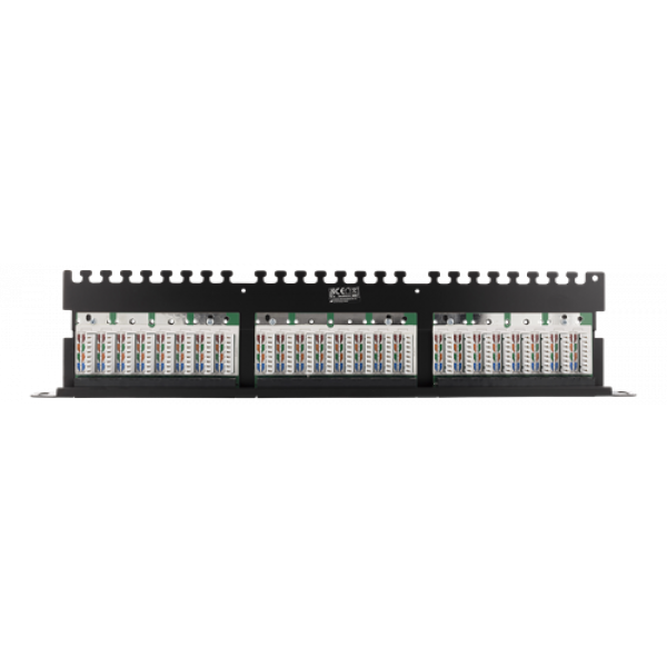 DELTACO UTP Patchpanel 24xRJ45, Cat6, 0,5U, 19", kabelstöd, svart PAN-120