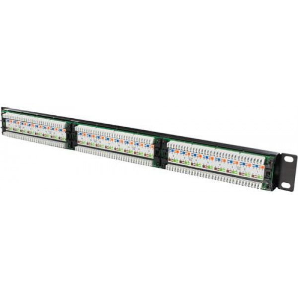 UTP Patchpanel 24xRJ45, Cat6A, 1U, 19", metall, svart