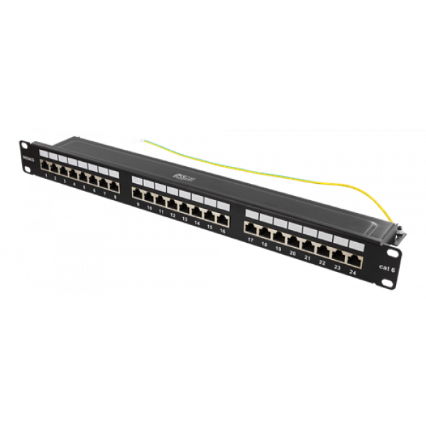 DELTACO STP patchpanel, 24xRJ45, Cat6, 10Gbps, 1U, 19", metall, svart