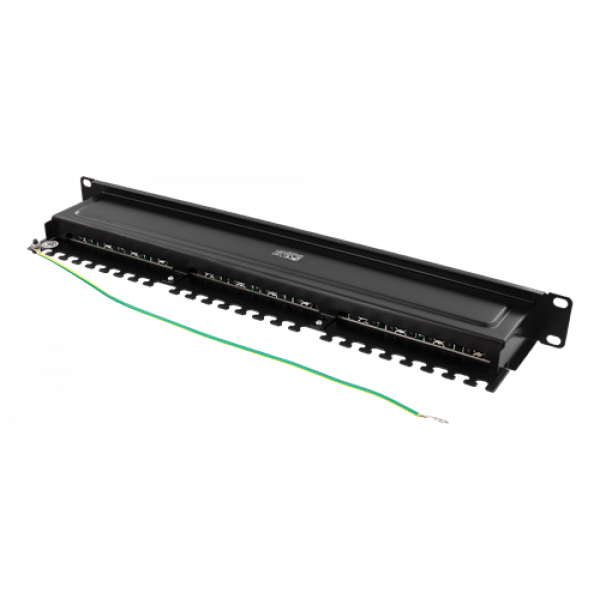 DELTACO STP patchpanel, 24xRJ45, Cat6, 10Gbps, 1U, 19", metall, svart