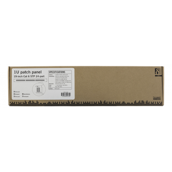 DELTACO STP patchpanel, 24xRJ45, Cat6, 10Gbps, 1U, 19", metall, svart