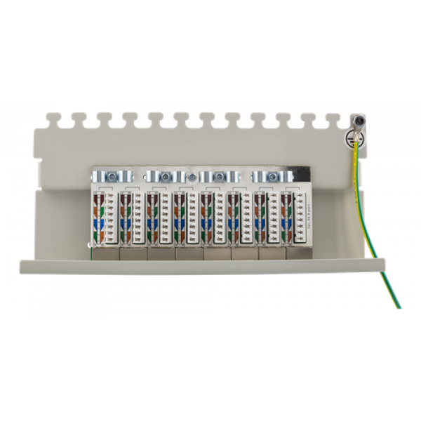 DELTACO Patchpanel, 8xRJ45, Cat6a, väggmonterbar, 10Gbps, grå PAN-210