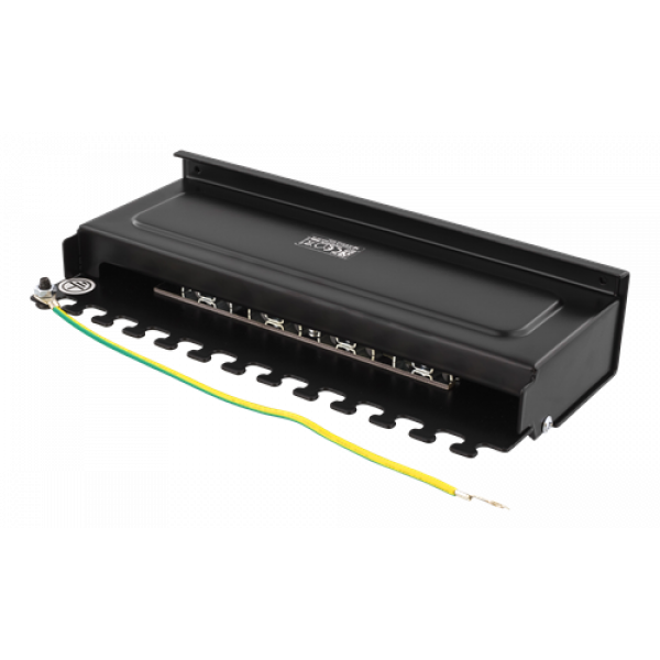 DELTACO Patchpanel, 8xRJ45, Cat6a, väggmonterbar, 10Gbps, svart PAN-211
