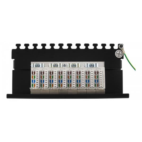 DELTACO Patchpanel, 8xRJ45, Cat6a, väggmonterbar, 10Gbps, svart PAN-211