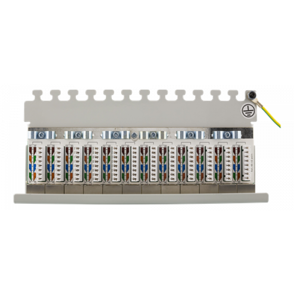 DELTACO Patchpanel, 12xRJ45, Cat6a, väggmonterbar, 10Gbps, grå PAN-212