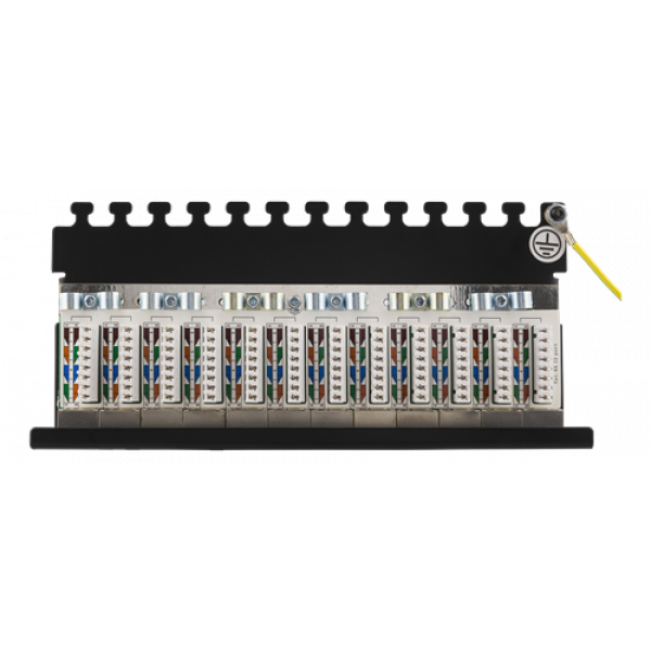 DELTACO Patchpanel, 12xRJ45, Cat6a, väggmonterbar, 10Gbps, svart PAN-213