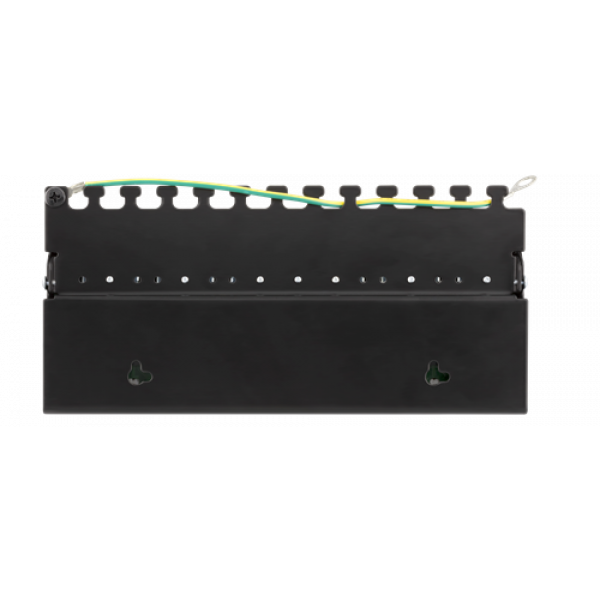 DELTACO Patchpanel, 12xRJ45, Cat6a, väggmonterbar, 10Gbps, svart PAN-213