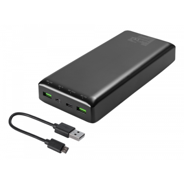 DELTACO Powerbank 30000 mAh, 3 A/18 W, 111 Wh, 2x USB-A, 1x USB-C, sna PB-C1002