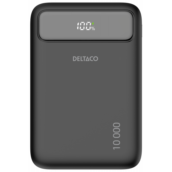 Power bank 10 000 mAh, dual USB-C cables, PD 20 W, black PB-CC100