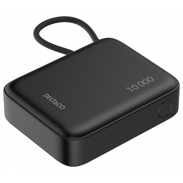 Power bank 10 000 mAh, built-in fabric cable, PD 20 W, black PB-CC101
