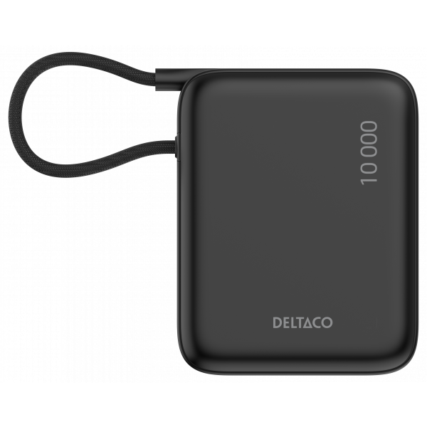 Power bank 10 000 mAh, built-in fabric cable, PD 20 W, black PB-CC101