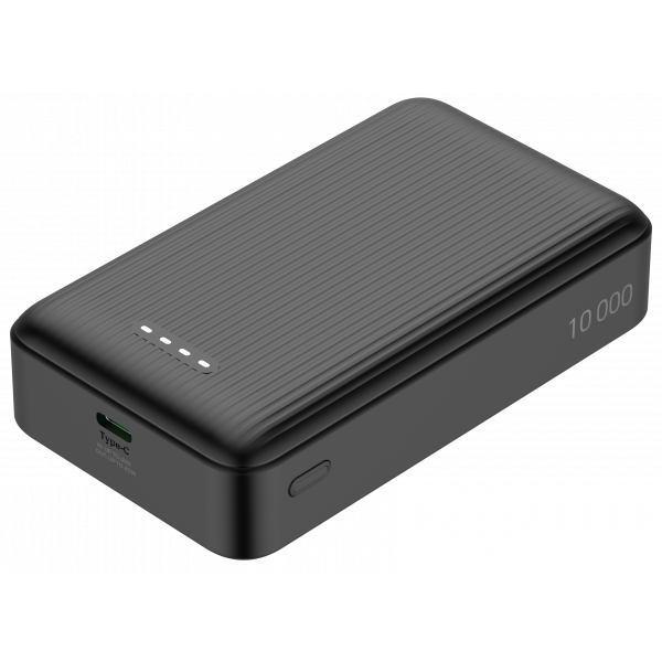 Power bank 10 000 mAh, retractable cable 90 cm, PD 20 W, blk PB-CC102