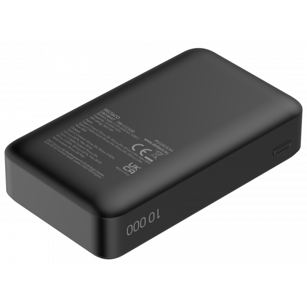 Power bank 10 000 mAh, retractable cable 90 cm, PD 20 W, blk PB-CC102