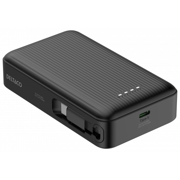 Power bank 10 000 mAh, retractable cable 90 cm, PD 20 W, blk PB-CC102