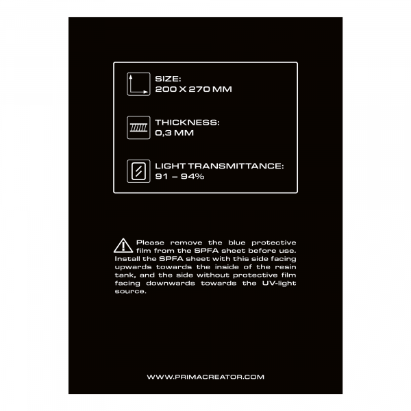 SPFA Film Sheet for 3D Printers - 200 x 270 mm PC-SPFA-200/270-1P