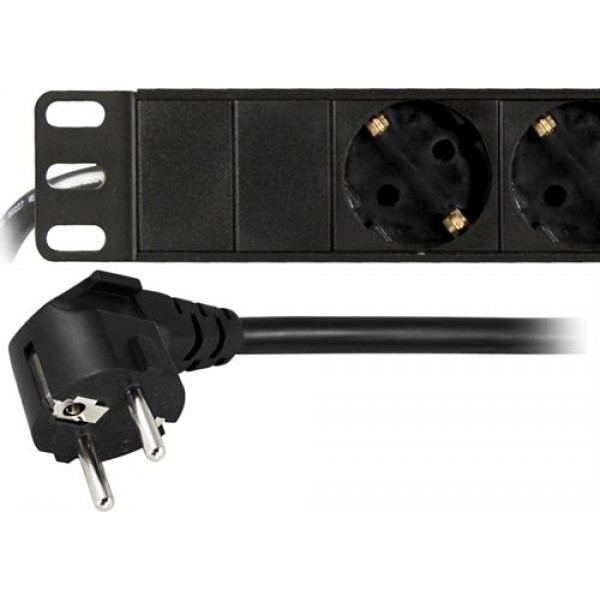 DELTACO Grenuttag, 8xCEE 7/4, 1xCEE 7/7, 2m kabel, svart PDU08-1U-G8-S0-2M