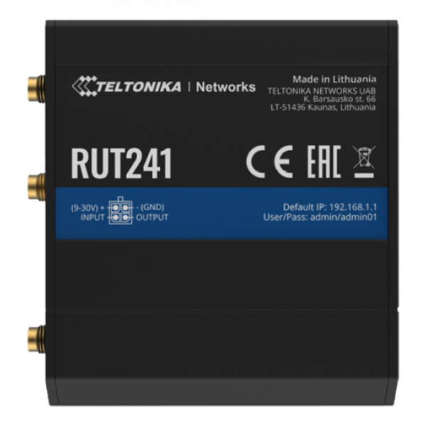 Teltonika RUT241 industriell LTE-router, cat4 upp till 150 Mbps, svart RUT241 010000
