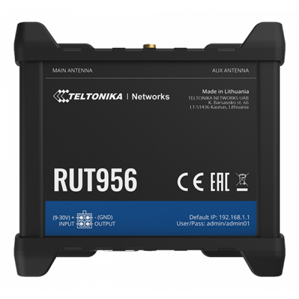 Teltonika RUT956 GSM-3G-4G-router,dual sim,4G upp till 150 Mbps,svart RUT956 100000