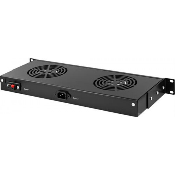 TOTEN, 1U 19" fläktpaket med 2st fläktar, termostat, 230V