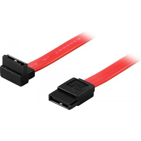 DELTACO SATA/SAS-kabel, vinklad(upp)-rak, 0,3m