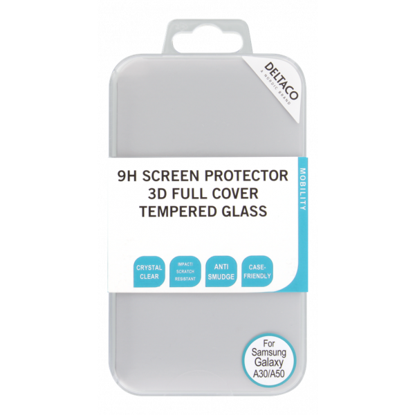DELTACO screen protector, Galaxy A30/A50, 2.5D full coverage glass SCRN-A30A50