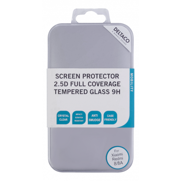 DELTACO screen protector, Xiaomi Redmi 8/8A, 2.5D full coverage glass SCRN-REDMI8