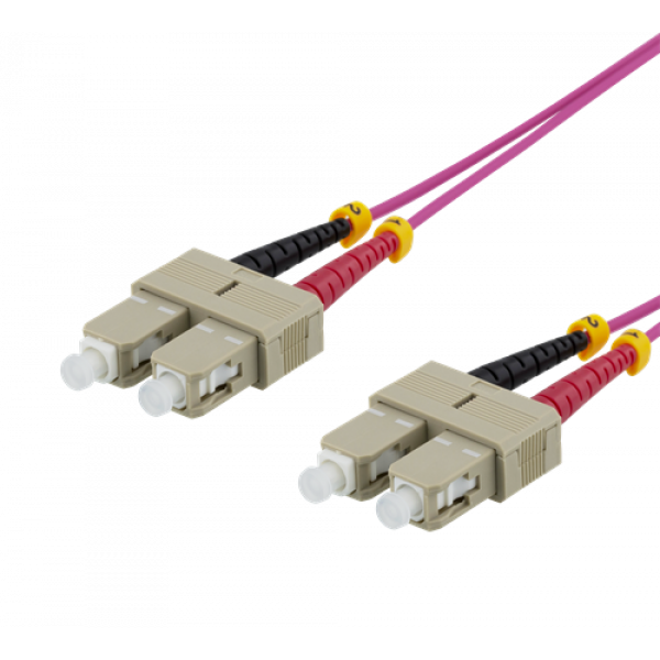 DELTACO Fiberkablage, 2m, SC-SC Duplex, 50/125, rosa SCSC-72