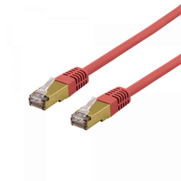 DELTACO S/FTP Cat6a patchkabel, delta cert, LSZH, 1,5m, röd