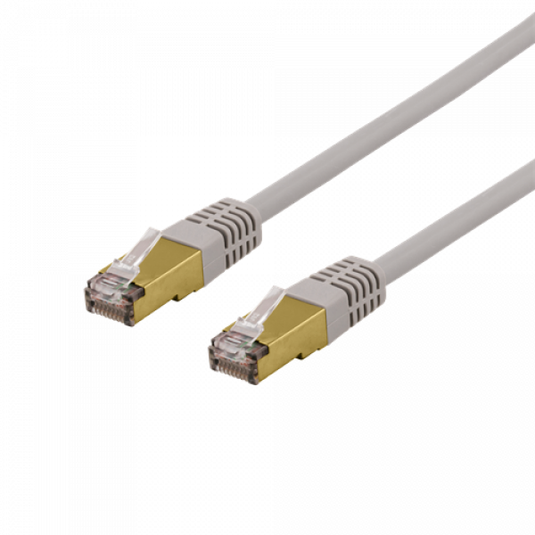 DELTACO S/FTP Cat6a patchkabel, delta cert, LSZH, 1m, grå