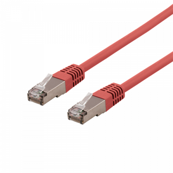 DELTACO S/FTP Cat6 patchkabel, delta cert, LSZH, 1m, röd