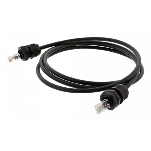 DELTACO S/FTP Cat6a patchkabel, 2m, IP68, PG13.5, svart SFTP-62AH-WP